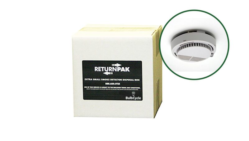 extra small smoke detector recycling kit BulbCycle holds 6 used smoke detectors recycle