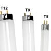 t12-t8-t5 comparison of sizes of tubular lamps - T12, T8, T5