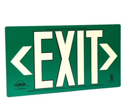 Photoluminescent Exit Sign, Single Sided, Green Aluminum Composite Photoluminescent Exit Sign, Single Sided, Green Aluminum Composite