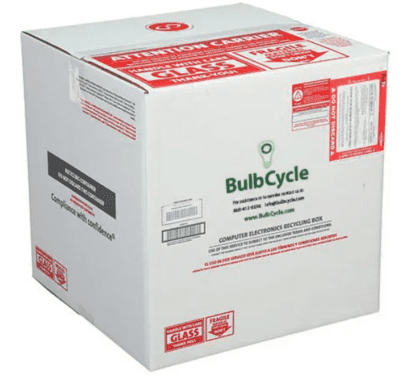 SMALL ELECTRONICS RECYCLING BOX - Holds 20 lbs. computers, peripherals, monitors, TVs, home electronics, office electronics, printers, toner cartridges, cell phones, personal electronics.